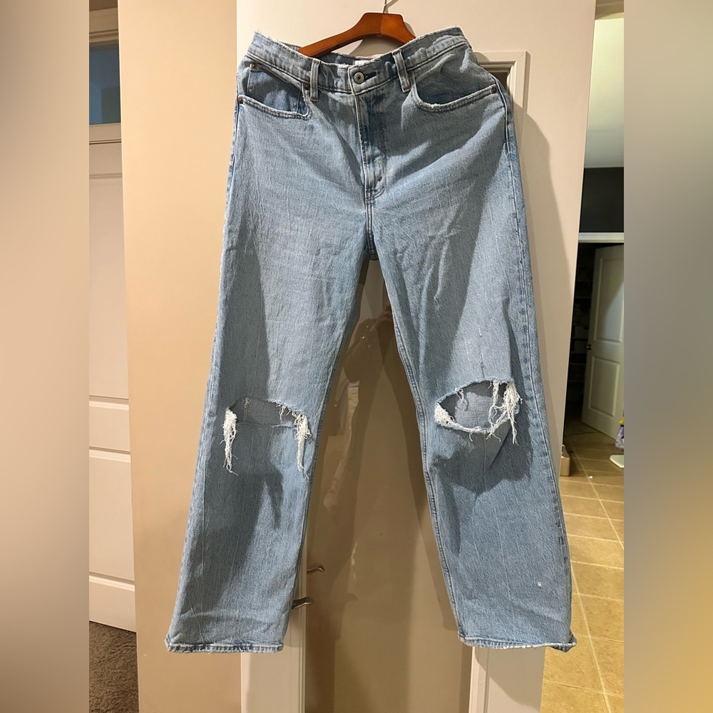 Abercrombie Blue Relaxed Fit Distressed Jeans